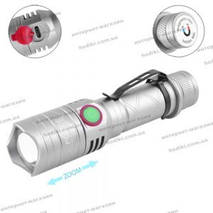 Ліхтар Police BL-8456-T6+1red+1blue, 1x18650, ЗУ micro USB, zoom, затискач, магніт, сирена, комплект (код 12929)