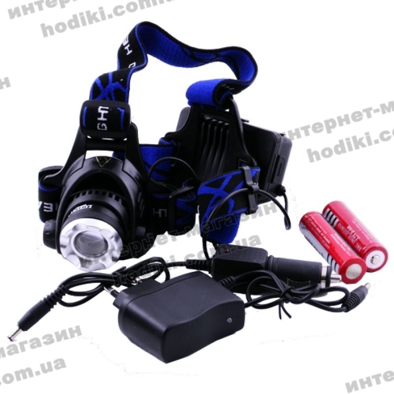 Фонарь на лоб  12V 204C-T6, zoom,  ак.18650 (код 3205)
