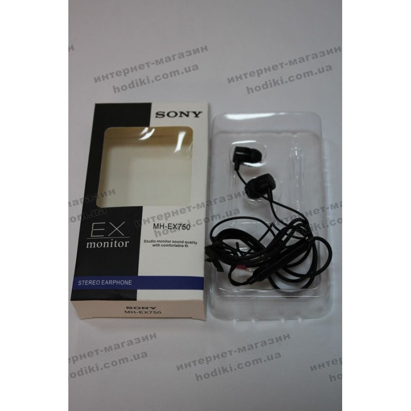 Наушники вакуум Sony MH-EX750 black+mic гарнитура (код 4901)