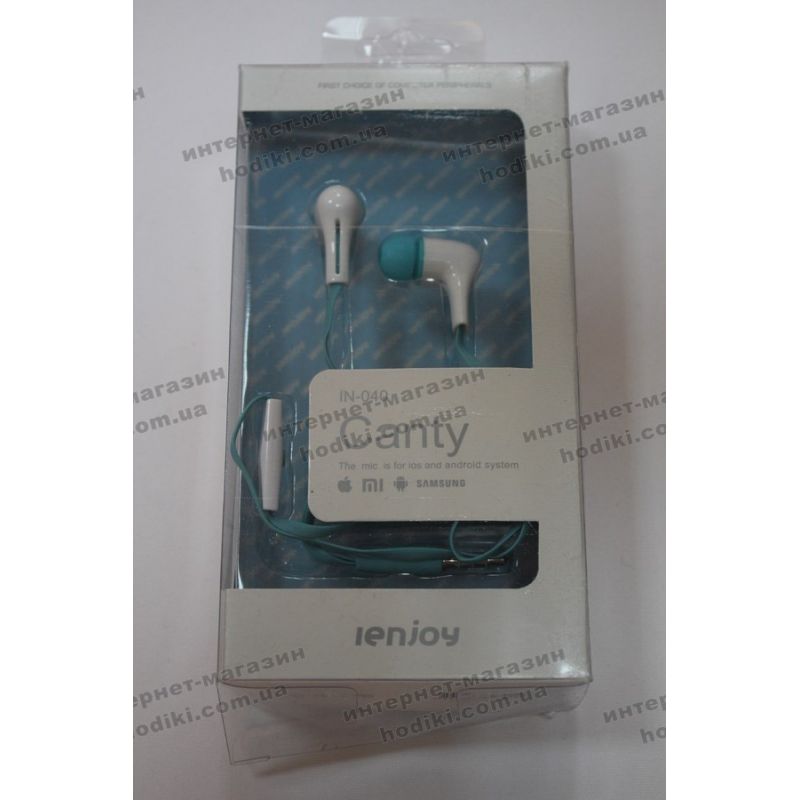 Наушники вакуумные lenjoy IN-040 blue+mic гарнитура (код 4932)